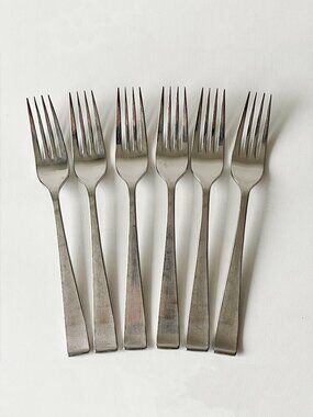Vintage Lyon Stainless New Charm Flatware USA Made 6 Dinner Forks MCM